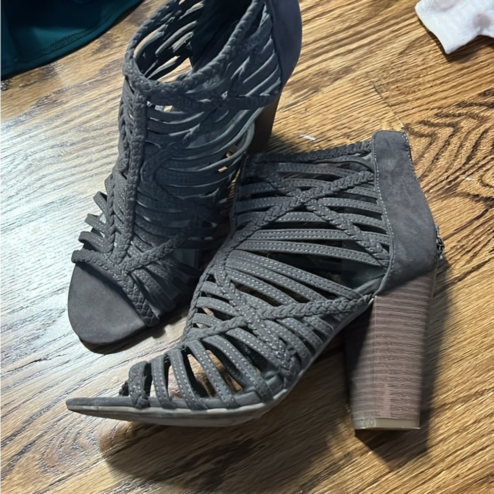 Guess Charcoal Strappy Heeled Sandals